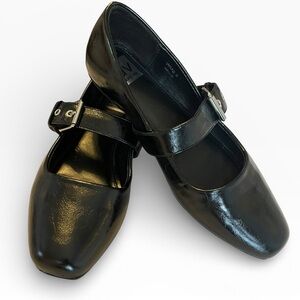 Dolce Vita Black Mary Jane Flats Size 8 Patent Leather Square Toe Shoes
